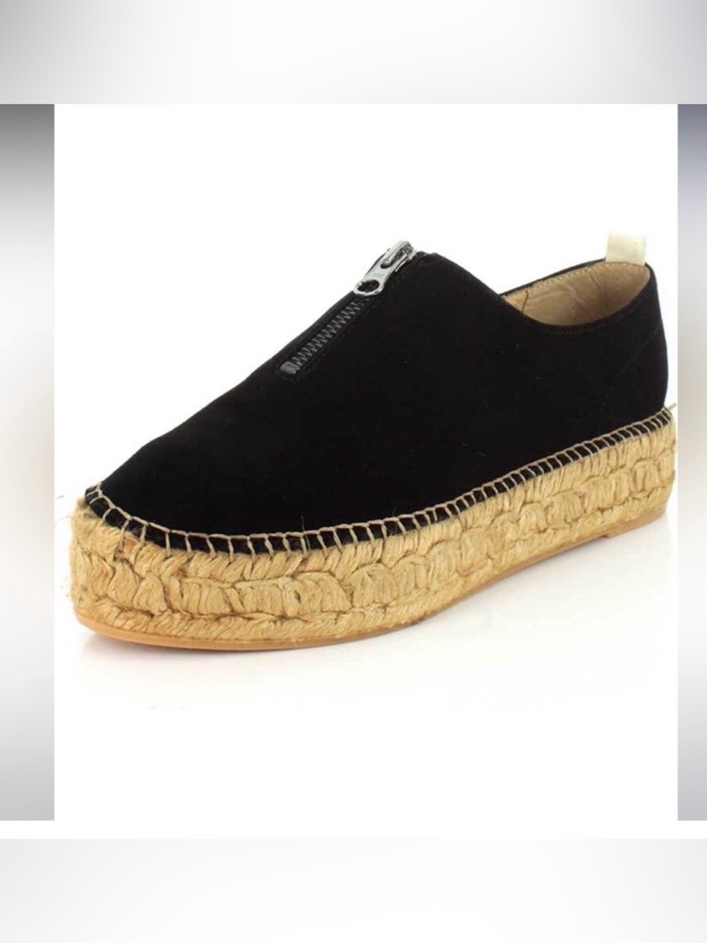 Made in Italy Black Suede Espadrille Slip-On with Zip